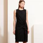Ralph Lauren Lauren Ruffled Pinstriped Wool Dress Black/cream