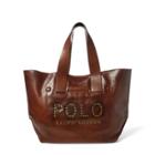 Ralph Lauren Studded Leather Polo Tote Bag Brown