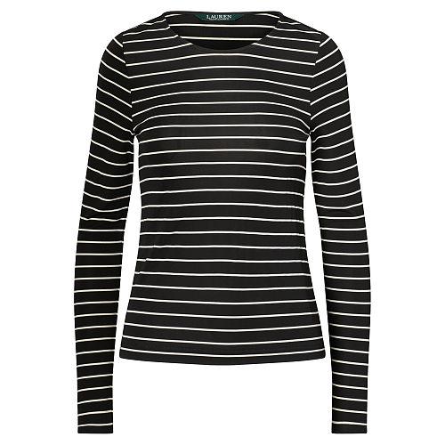 Ralph Lauren Lauren Striped Jersey Top Polo Black/herbal Milk