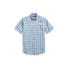 Ralph Lauren Classic Fit Plaid Linen Shirt Sky Blue/white Multi 1x Big