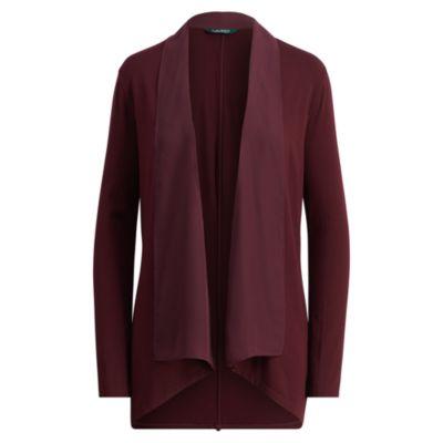 Ralph Lauren Chiffon-trim Open Cardigan Red Sangria