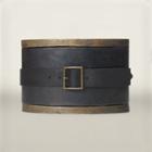 Ralph Lauren Jones Distressed Leather Belt Vintage Black