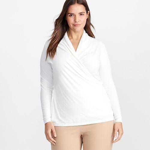 Ralph Lauren Lauren Woman Faux-wrap Jersey Top Cream