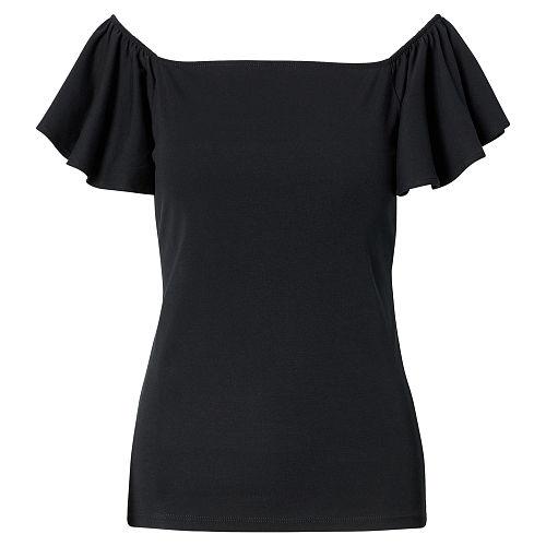 Ralph Lauren Lauren Petite Jersey Off-the-shoulder Top Polo Black