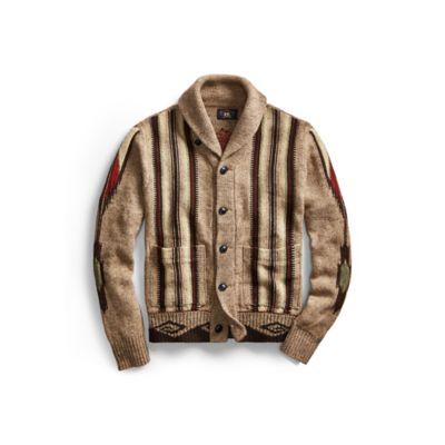 Ralph Lauren Linen-blend Shawl Cardigan Earth Tone Multi