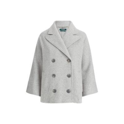 Ralph Lauren Wool Dolman Trench Coat Sterling Grey Heather