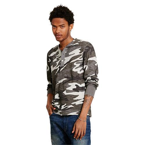 Ralph Lauren Denim & Supply Flag-placket Jersey Henley Sabrage Multi Grey Combo