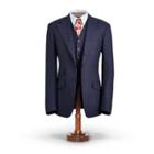 Ralph Lauren Pinstripe Tweed Suit Jacket Navy Grey