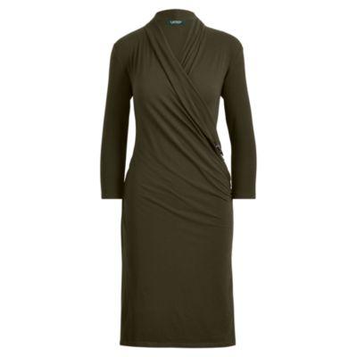 Ralph Lauren Jersey Wrap Dress Deep Forest Green