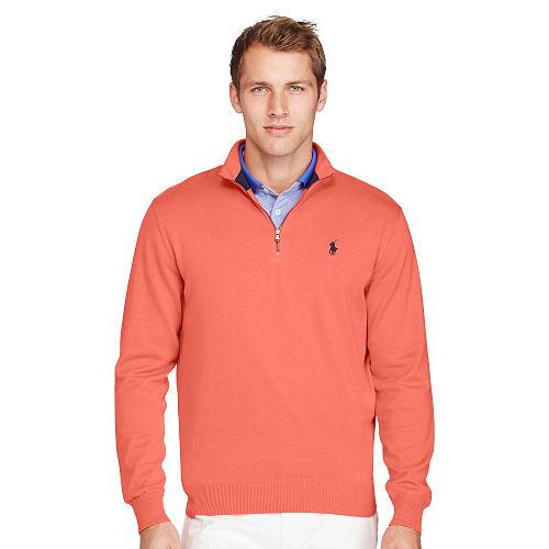 Ralph Lauren Polo Golf Pima Cotton Half-zip Sweater Coral Glow