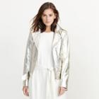 Ralph Lauren Lauren Metallic Leather Jacket Pottery Gold