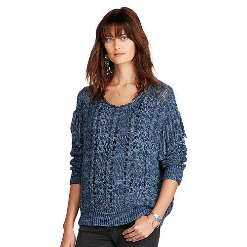 Ralph Lauren Denim & Supply Fringed Cotton Sweater Blue Multi