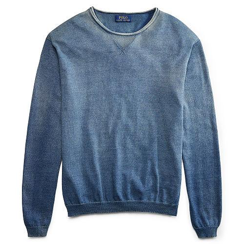 Polo Ralph Lauren Cotton Crewneck Sweater Sun Bleached Indigo