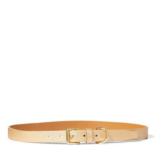 Ralph Lauren Lauren Pebbled Faux-leather Belt Gold Mine