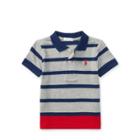 Ralph Lauren Striped Cotton Mesh Polo Shirt Andover Grey Multi 3m