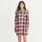 Ralph Lauren Lauren Plaid Cotton Twill Sleep Shirt Plaid Ivory/red/blue