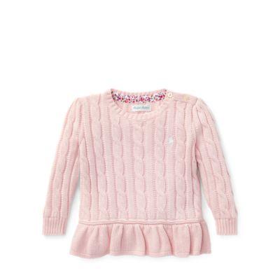 Ralph Lauren Cable-knit Cotton Sweater Hint Of Pink 9m