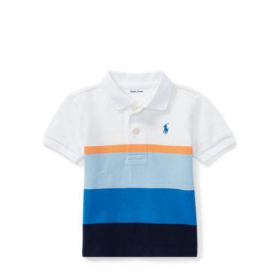 Ralph Lauren Striped Cotton Mesh Polo Shirt White Multi 9m