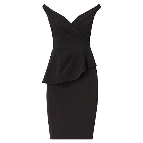 Ralph Lauren Lauren Peplum Crepe Dress Black