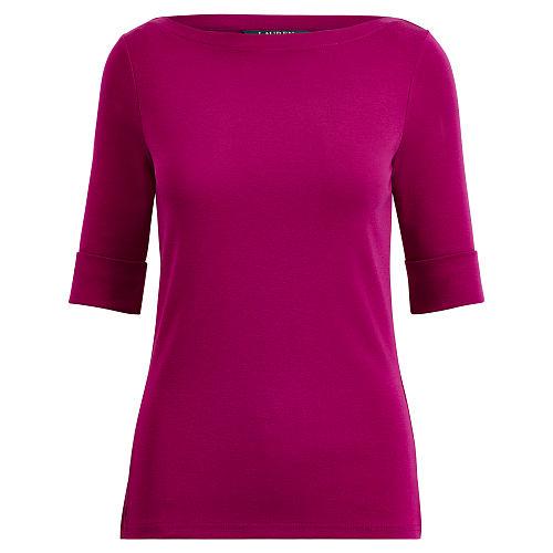 Ralph Lauren Lauren Petite Stretch Cotton Boatneck Top