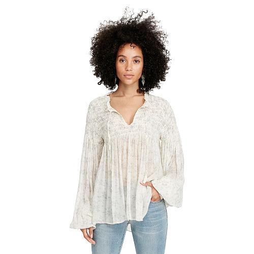 Ralph Lauren Denim & Supply Smocked Gauze Top Blue Bell Floral
