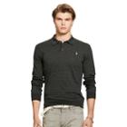 Polo Ralph Lauren Collared Pima Cotton Sweater Charcoal W/ Grey Stripe