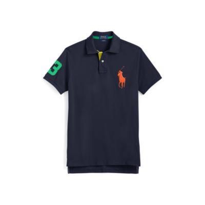 Ralph Lauren Custom Slim Cotton Mesh Polo Aviator Navy
