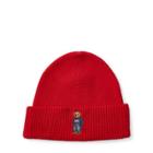 Ralph Lauren Skier Polo Bear Ribbed Hat Red