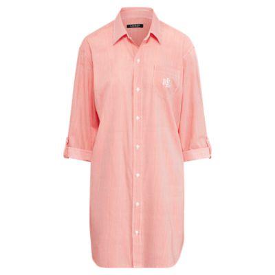 Ralph Lauren Cotton-blend Sleep Shirt Orange Stripe