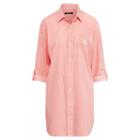 Ralph Lauren Cotton-blend Sleep Shirt Orange Stripe