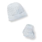 Ralph Lauren Cotton Hat & Booties Set Pearl Blue