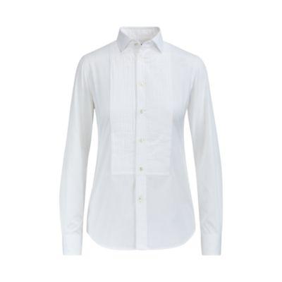 Ralph Lauren Cotton Broadcloth Tuxedo Shirt White