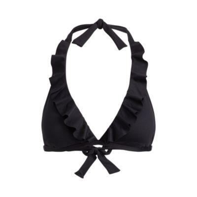 Ralph Lauren Ruffled Halter Bikini Top Black