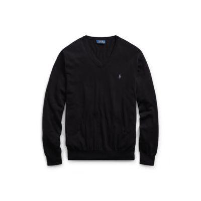 Ralph Lauren Cotton V-neck Sweater Polo Black 1x Big