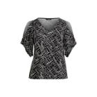 Ralph Lauren Handkerchief Sleeve Jersey Top Black/cream