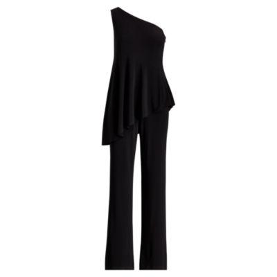 Ralph Lauren One-shoulder Jersey Jumpsuit Black