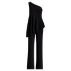 Ralph Lauren One-shoulder Jersey Jumpsuit Black