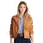 Polo Ralph Lauren Leather Moto Jacket Oakley Tan