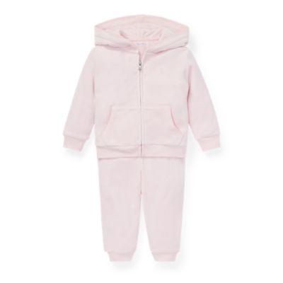 Ralph Lauren Velour Hoodie & Pant Set Delicate Pink 3m