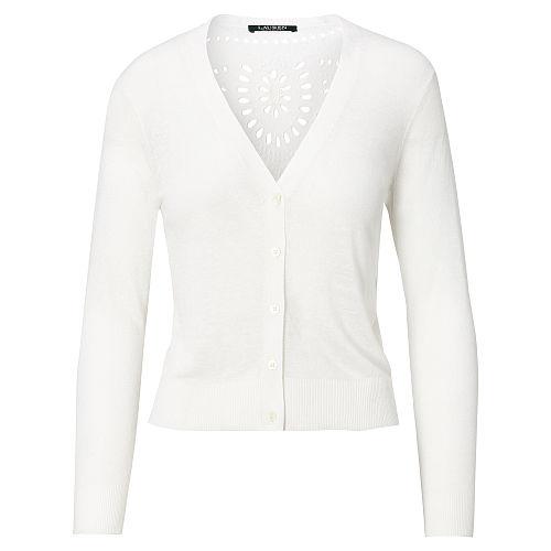 Ralph Lauren Lauren Petite Eyelet-back Linen Cardigan White