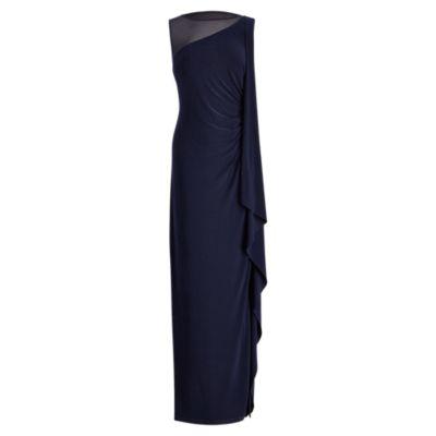 Ralph Lauren Mesh-yoke Jersey Gown Navy/navy