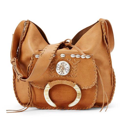 Ralph Lauren Hand-laced Leather Hobo Bag Tan