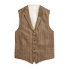 Ralph Lauren Herringbone Wool-silk Vest Brown And Tan