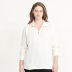 Ralph Lauren Lauren Woman Collared Crepe Tunic Antique Ivory