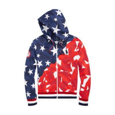 Ralph Lauren Team Usa Double-knit Hoodie Star Camo Print