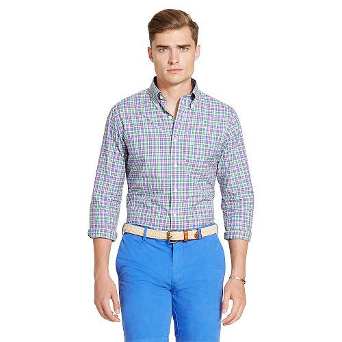 Polo Ralph Lauren Cotton Poplin Sport Shirt Blue/pink Multi