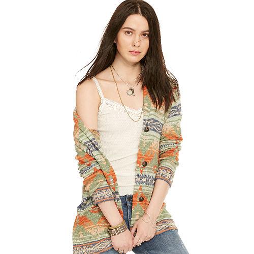 Ralph Lauren Denim & Supply Southwestern Shawl Cardigan Green Multi