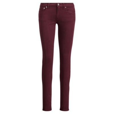 Ralph Lauren Tompkins Sateen Skinny Jean Vintage Burgundy