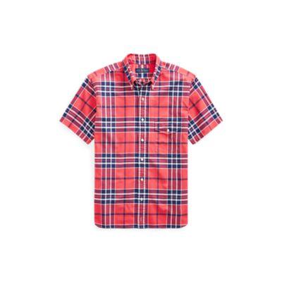 Ralph Lauren Classic Fit Plaid Cotton Shirt Sunset/navy Multi L Tall