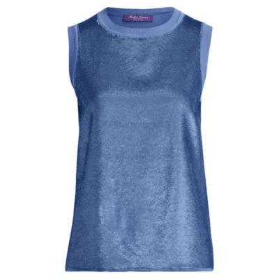 Ralph Lauren Sequined Sleeveless Sweater Sky Blue